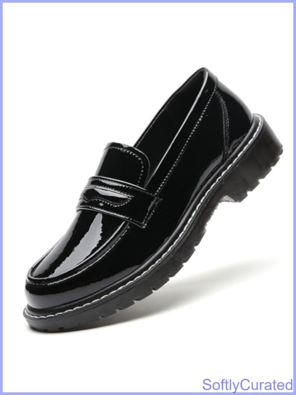 Faux Leather Chunky Loafers Slip-On Penny Loafers Memory Foam